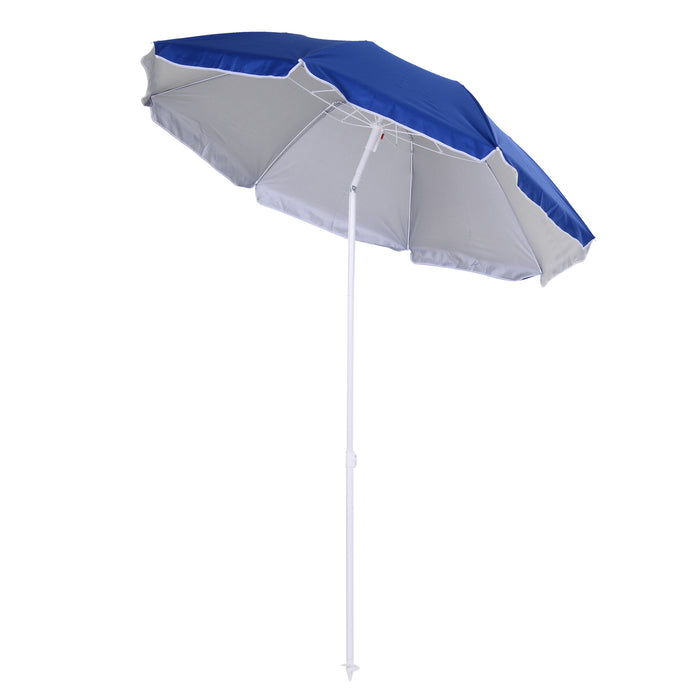 Extra Large 1.7x2m Tilted Beach Parasol - Sturdy Steel Frame, Blue Canopy - UV Protection for Outdoor Leisure and Picnics