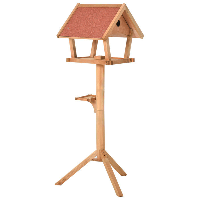 Freestanding Wooden Bird Feeder Table - Garden & Backyard Decor, Weather-Resistant Roof, Pre-cut 49x45x139cm - Perfect for Outdoor Bird Lovers and Nature Enthusiasts