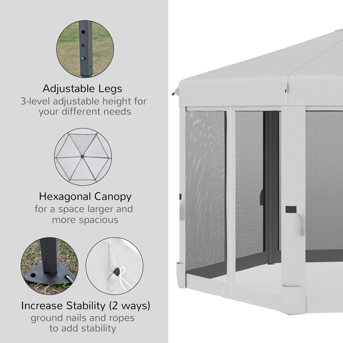 Hexagonal Pop Up Gazebo Canopy Tent - 3.2m, Mesh Sidewalls, UV Protection, Handy Carry Bag - Outdoor Events, Garden Shade