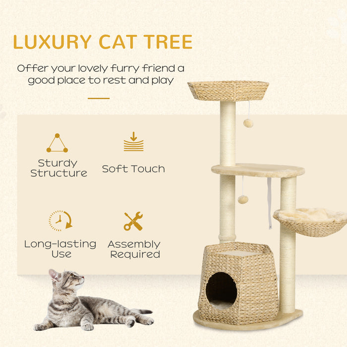 Climbing Activity Centre for Cats - Multilevel Kitten Tree Tower with Bed, House, Sisal Scratching Post & Play Ball - Perfect for Play & Rest