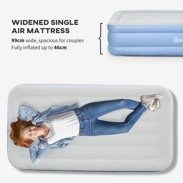 Extra-Wide Single Airbed with Integrated Electric Pump - Comfortable Inflatable Sleeping Solution - Ideal for Camping and Overnight Guests