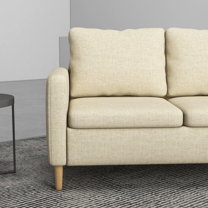 Modern 143cm Beige Loveseat - 2-Seater Fabric Sofa with Wood Legs and Dual Pockets - Ideal for Living Room, Bedroom, or Home Office