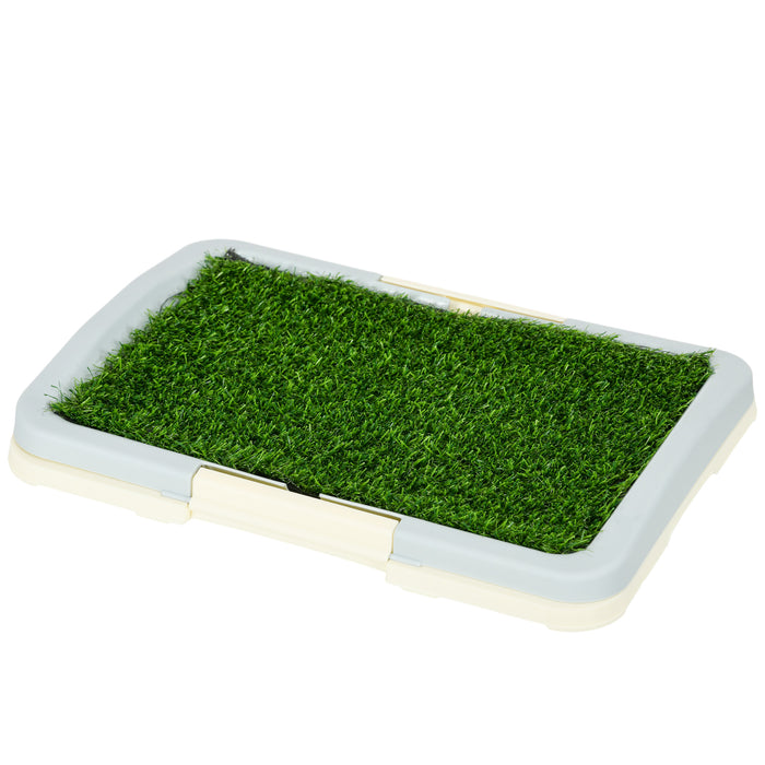 Portable Artificial Grass Puppy Potty Training Pad - Easy-Clean Grid Panel and Tray System, 46.5 x 34cm - Ideal for Indoors, Small Spaces & Housebreaking Assist