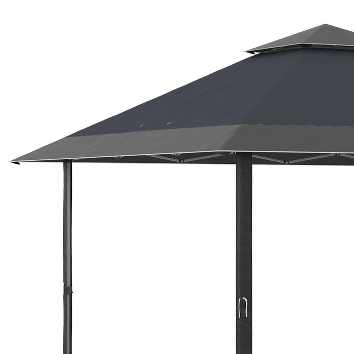 4x4m Double Roof Pop-Up Gazebo - UV-Proof Canopy Tent with Roller Bag & Adjustable Legs, Steel Frame - Ideal for Outdoor Parties and Events, Grey