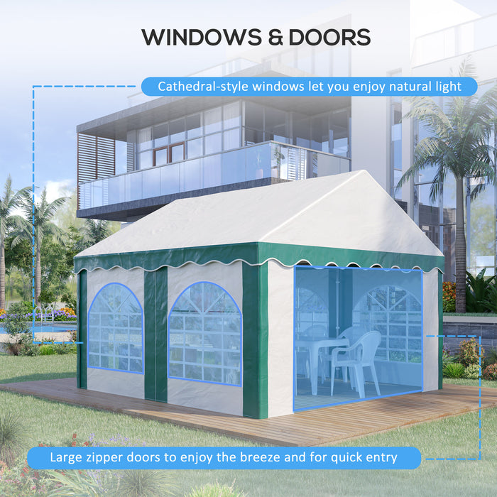 Garden Gazebo Marquee with Sides 4x4m - Galvanised Party Tent with Windows and Double Doors - Ideal for Weddings, Parties, and Outdoor Events