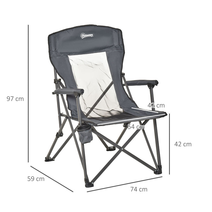 Heavy-Duty Folding Camp Chair with Cup Holder - Supports up to 136kg, Ideal for Outdoor Activities - Great for Campers, Festival-Goers & Beach BBQ Enthusiasts