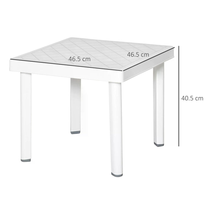 Outdoor Square Side Table - Garden Patio Coffee & Snack Stand, White - Ideal for Exterior Lounge & Entertainment Spaces