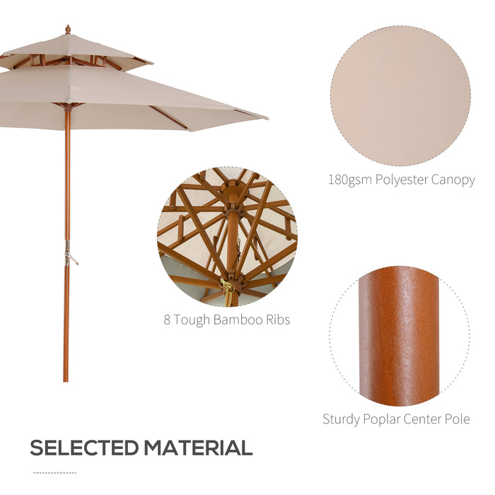 Beige Outdoor Patio Umbrella - Waterproof and UV Protection - Ideal for Garden, Deck, and Poolside Relaxation