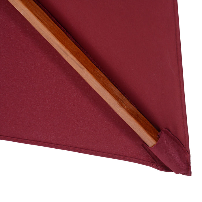 3M Bamboo Patio Umbrella - Wine Red Outdoor Parasol - Elegant Sunshade for Garden, Deck, and Patio