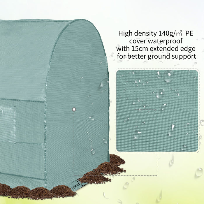 Reinforced Polytunnel Walk-In Greenhouse - 2.5x2m Waterproof & Sturdy Garden Structure with Galvanized Base - Ideal for Plant Growth and Protection