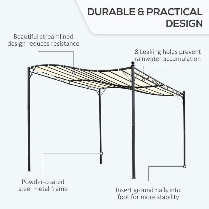 Elegant Scrolling Pergola Gazebo - Metal Frame with Weather-Resistant Canopy, 3x3m, Cream White - Sun and Rain Shelter for Garden Outdoor Comfort