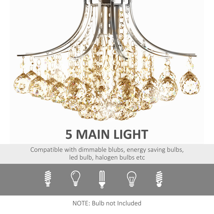 3 Lights Modern Ceiling Chandelier - K9 Crystal Pendant Fixture with Transparent Droplets, 40x28cm - Elegant Lighting Decor for Home and Office