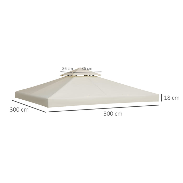 Gazebo Canopy Replacement - 3x3m Cream White Roof Top Cover - Spare Part for Outdoor Shelter