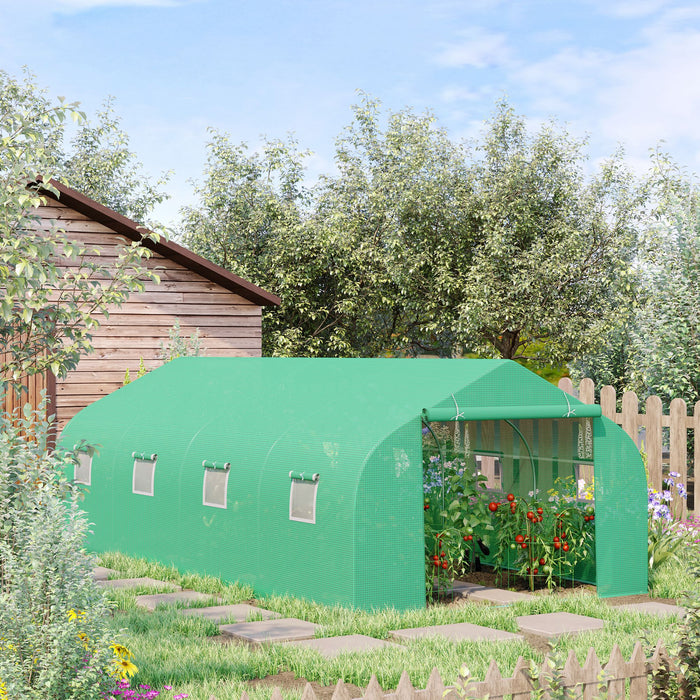 Large Walk-In Polytunnel Greenhouse - 6x3m with Sturdy Metal Frame, Roll-Up Windows & Zippered Door - Perfect for Gardeners & Plant Protection