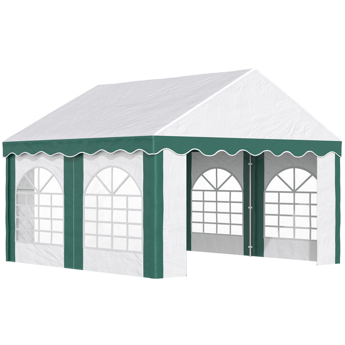 Garden Gazebo Marquee with Sides 4x4m - Galvanised Party Tent with Windows and Double Doors - Ideal for Weddings, Parties, and Outdoor Events