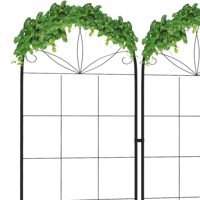 Garden Metal Trellis 2-Pack - Climbing Plant Support Frames with Grid Design - Ideal for Vine Growth and Garden Decor