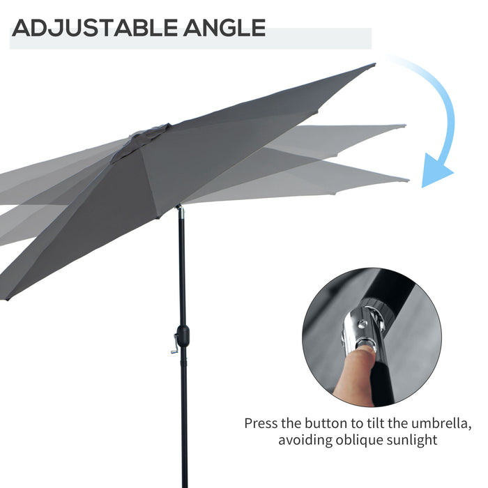 Outdoor Tilting Parasol - 3m Sun Shade with Tilt and Crank Handle, 8 Sturdy Ribs - Ideal for Balcony, Benches, and Gardens in Dark Grey