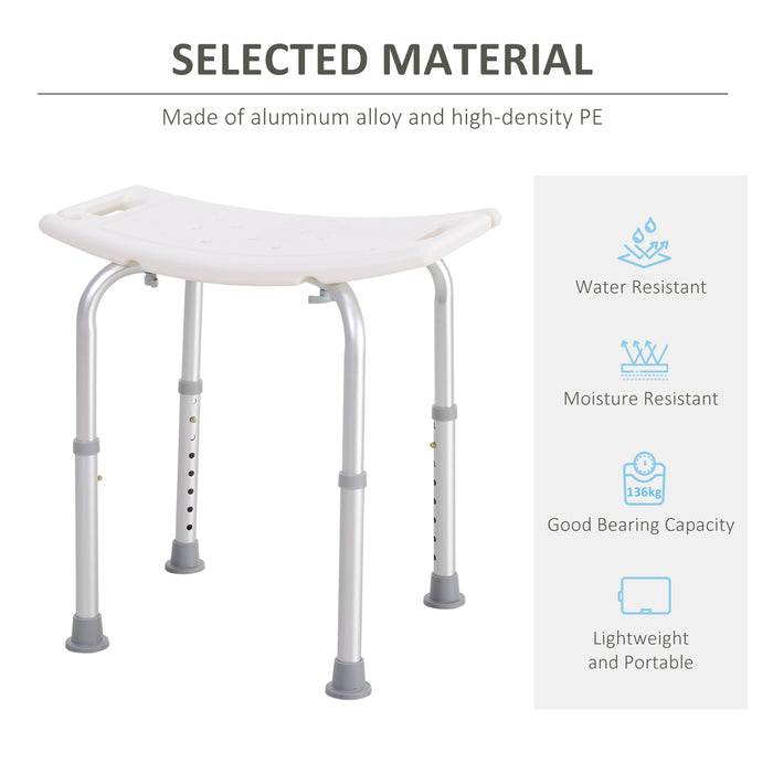 Adjustable Rectangular Shower Stool - Medical Grade, Height-Adjustable, Stable Bath Seat - Ideal for Mobility-Challenged Individuals