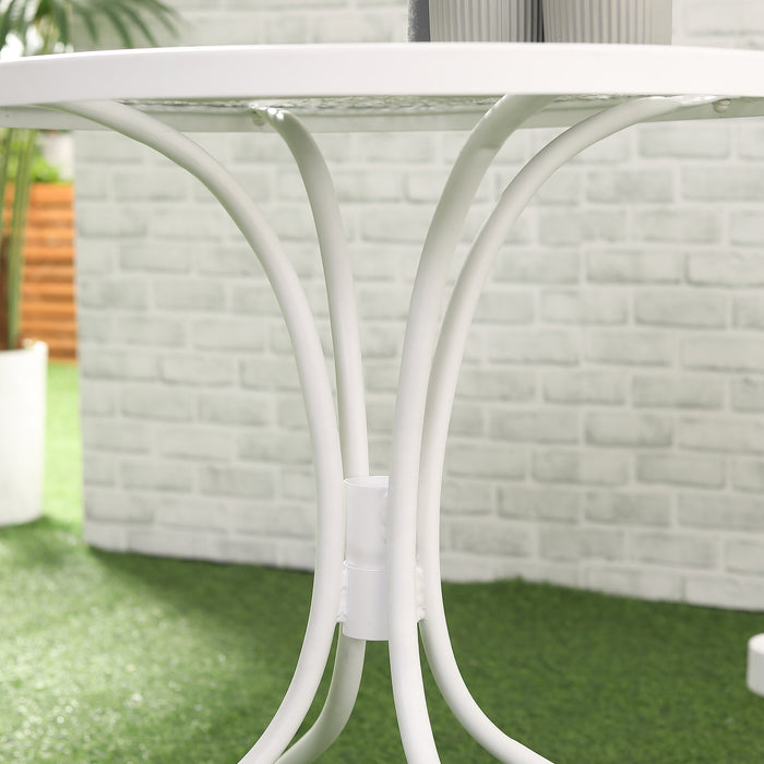 Compact White Bistro Set for Two - Folding Chairs and Round Table, Durable Metal Construction - Ideal for Small Gardens and Balconies