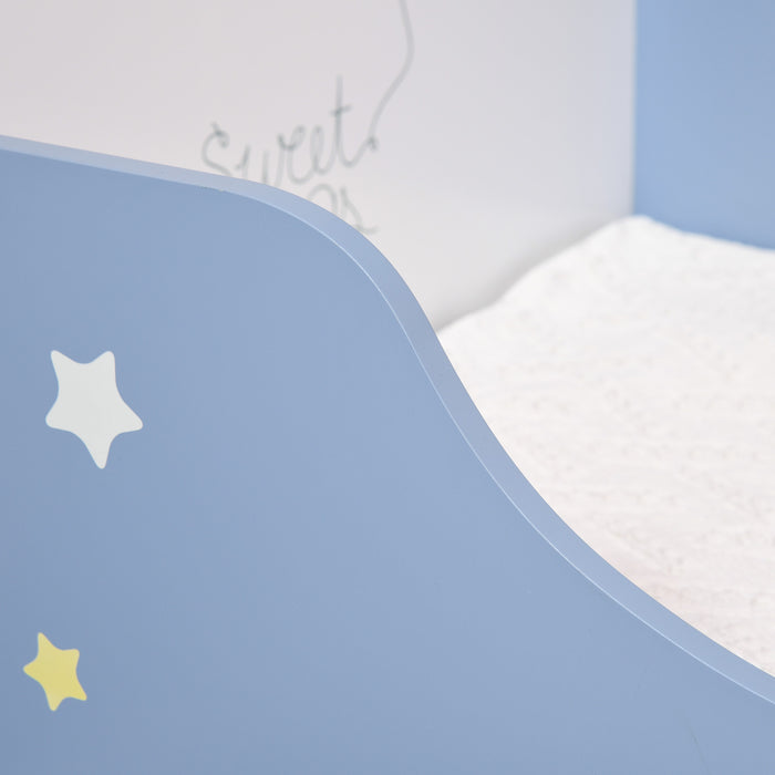 ToddlerGuard Dreamy Starry Wooden Bed - Safety-Rounded Edges, Guardrails for Protection, Fun Star Design - Ideal for Transitioning Toddlers to Big Kid Beds