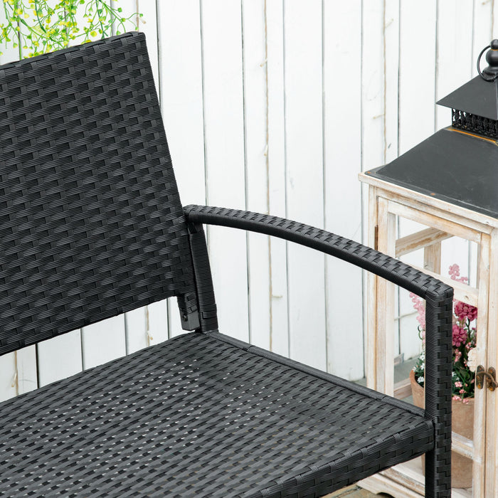 Rattan Chair 2-Seater Loveseat - Black Rattan Outdoor Furniture - Perfect for Couples and Patio Conversations