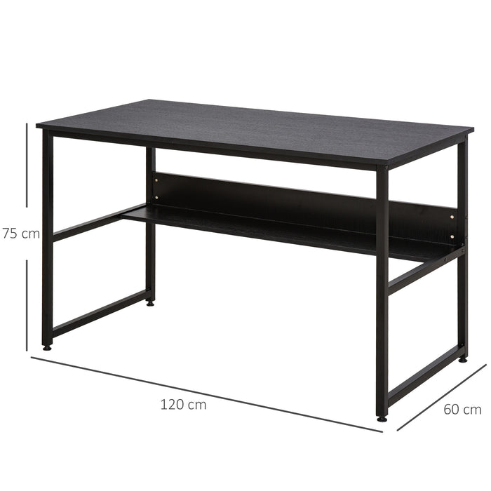 Adjustable Computer Desk with Storage Shelf - Sturdy Metal Frame Home Office Workstation for Writing and Study - Ideal for Laptop Use and Maximizing Small Spaces