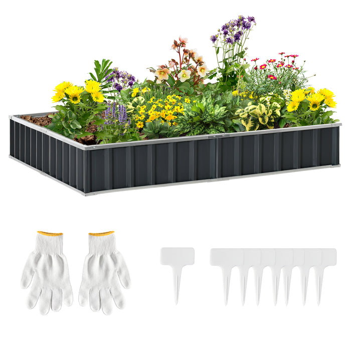 Metal Raised Garden Bed Kit - DIY Steel Planter Box for Vegetables & Herbs, Corrosion-Resistant - Includes Gardening Gloves, Ideal for Backyard & Patio, 258x90cm