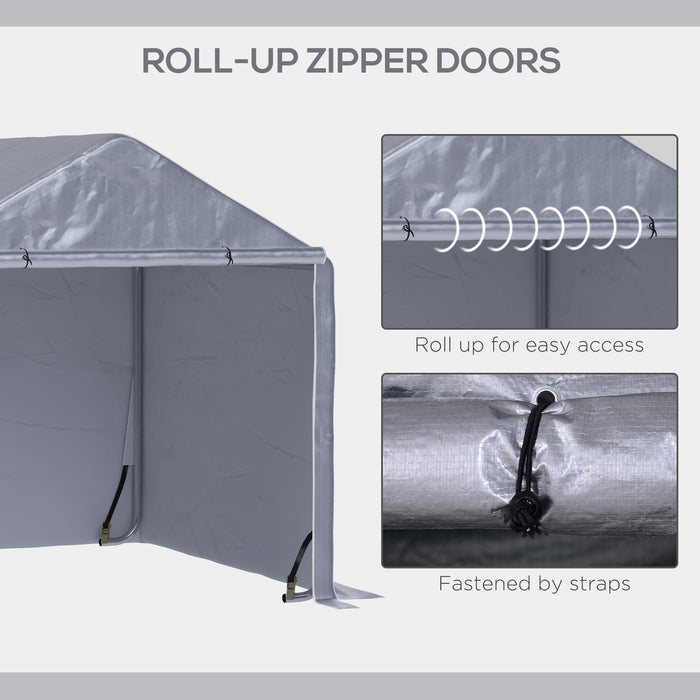 Galvanized Steel Storage Tent 2x2m - Waterproof Outdoor Carport Gazebo with UV Protection, Grey - Ideal for Garden Garage and Weather-Resistant Vehicle Shelter