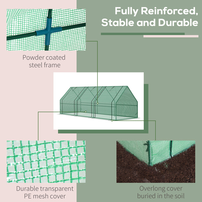 Poly Tunnel Steeple Greenhouse with Durable Steel Frame - Spacious 270x90x90 cm Design - Ideal for Year-Round Gardening Enthusiasts