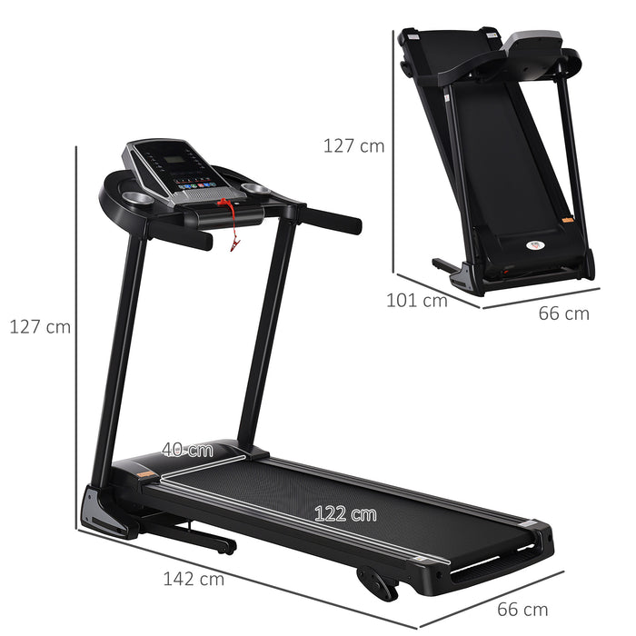 Electric Folding Treadmill with 12 Preset Programs - Motorized Running Machine with LED Display, Drink and Phone Holders - Ideal for Home Workout and Cardio, Black