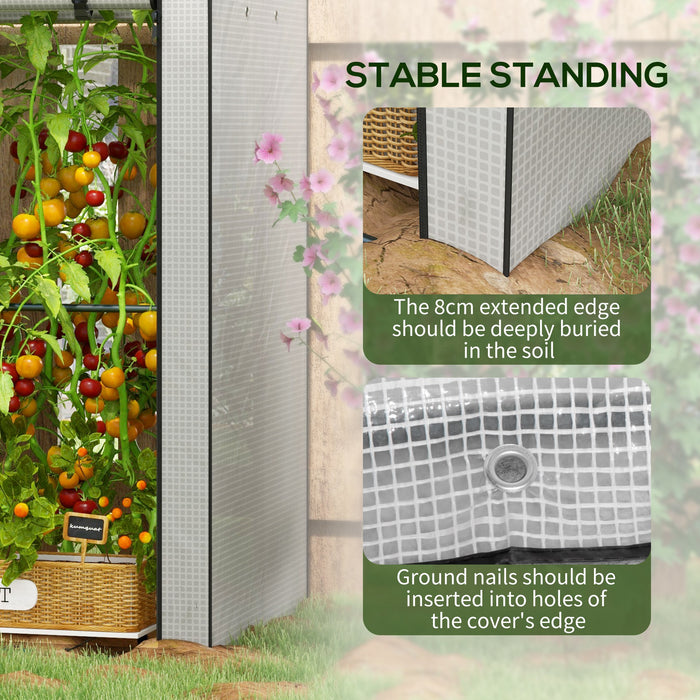 Portable 4-Tier Mini Greenhouse - Wire Shelves, Roll-Up Door, Vents, Tomato Plant Grow House - Ideal for Small Gardens, Balconies, 100x80x150cm