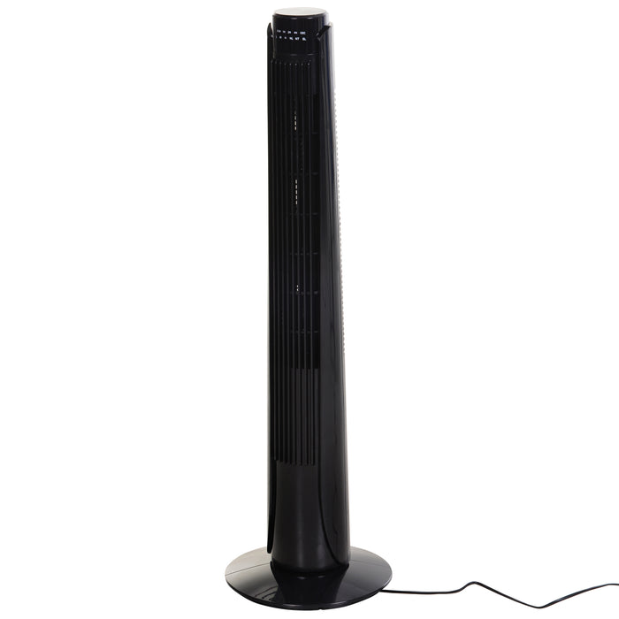 Tower Fan with Oscillation and Remote Control - 36-Inch, 3-Speed, Timer, Quiet Operation for Home Office Bedroom - Sleek Black, 92cm Tall