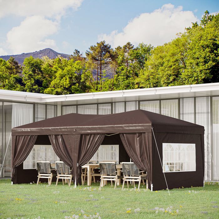 Pop Up Gazebo Marquee 6m x 3m - Sturdy Outdoor Canopy with Coffee-Colored Fabric - Perfect for Parties, Events, and Backyard Gatherings