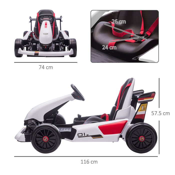 Adjustable Electric Go Kart for Kids - 12V Battery-Powered Ride-On with Reversible Steering, Two Speed Settings - Exciting Racing Adventure for Children