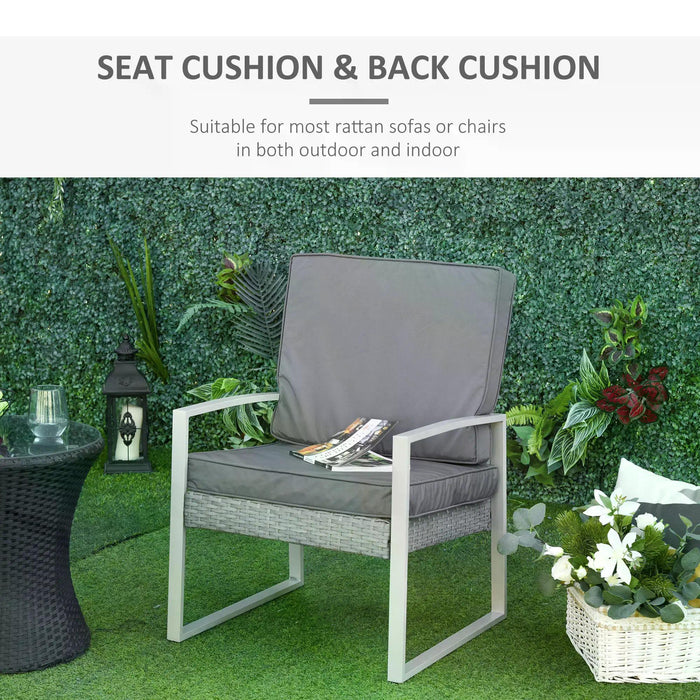 Cushion Set for Rattan Furniture - 2-Piece Comfy Seat and Back Pad for Sofa Chair, Dark Grey - Ideal for Indoor and Outdoor Comfort