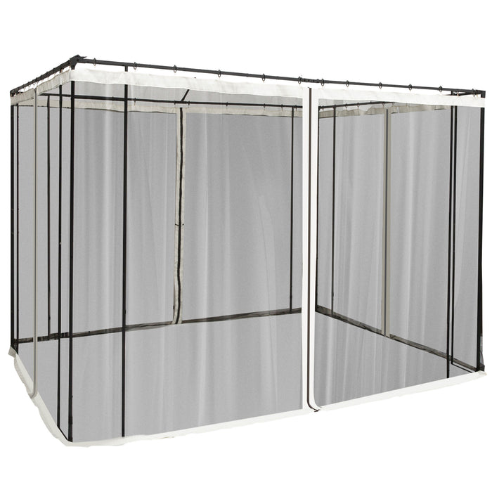 10 x 10ft Gazebo Replacement Mesh Netting - 4-Panel Mosquito Screen Walls with Zippers - Ideal for Outdoor Patio Protection