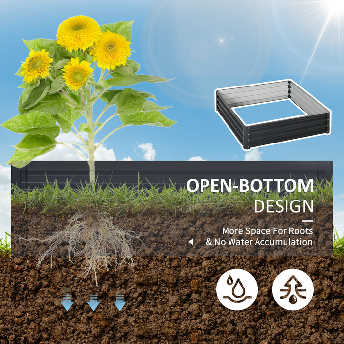 Durable Weather-Resistant Raised Garden Bed - Steel Framed Outdoor Planter for Vegetables, Flowers, and Herbs, 120cm Square - Perfect for Patio, Backyard, and Greenhouse Gardening