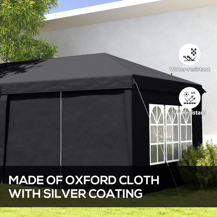 Pop Up Gazebo 3x6m with Side Panels & Windows - Height-Adjustable Outdoor Party Tent, Storage Bag Included - Ideal for Garden, Camping & Events, Grey