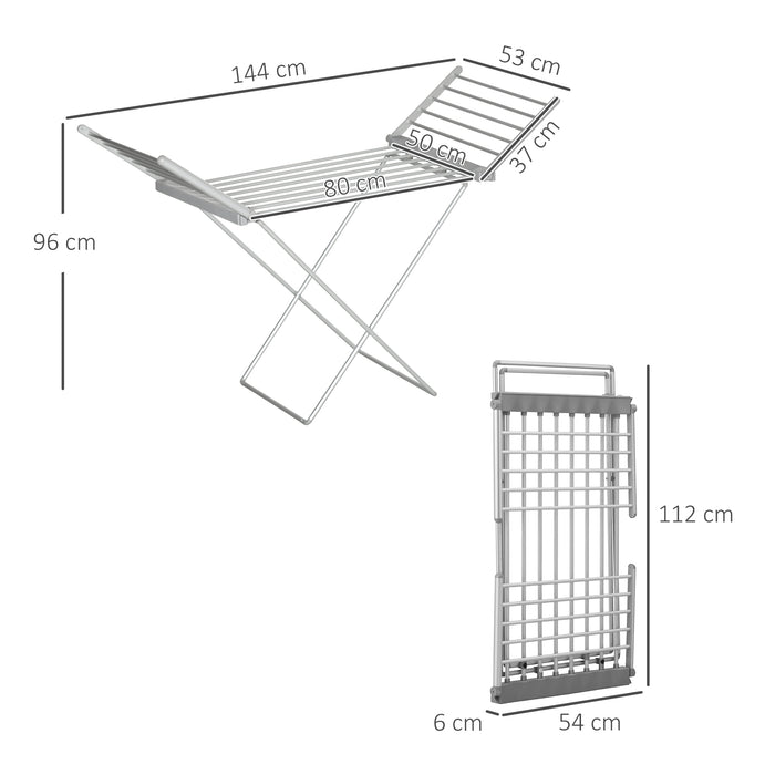 Electric Heated Clothes Dryer - Energy-Saving Foldable Indoor Airer with Expandable Wings for Laundry - Quick Drying Rack for Apartments & Small Spaces