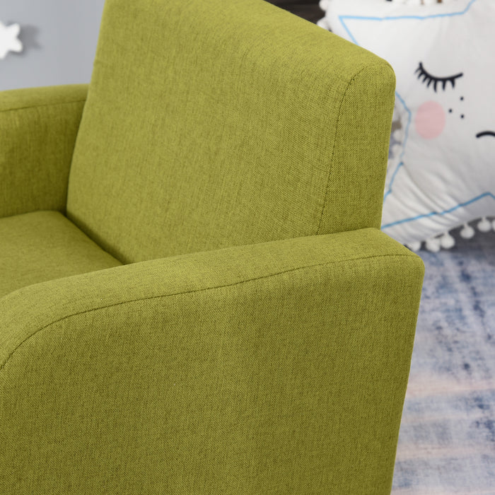 Kids Comfy Armchair - Wooden Frame Mini Sofa with Anti-Slip Legs and High Back Design - Perfect Seating for Children's Playroom or Bedroom