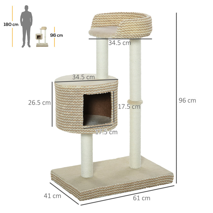 Cat Tree Tower with Multiple Levels - Kitten Climbing Frame with Jute Scratching Posts, Condo Perch, and Plush Fabric - Ideal Playhouse & Lounging Area for Cats