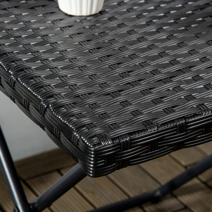 PE Wicker Rattan Folding Table - Sturdy Square Design in Elegant Black - Ideal for Outdoor & Indoor Use