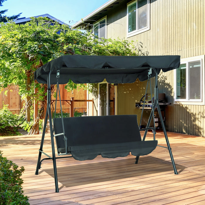 Heavy-Duty 3-Seater Canopy Swing Chair - Garden Rocking Bench with Metal Frame & Top Roof - Ideal for Patio Relaxation and Outdoor Lounging