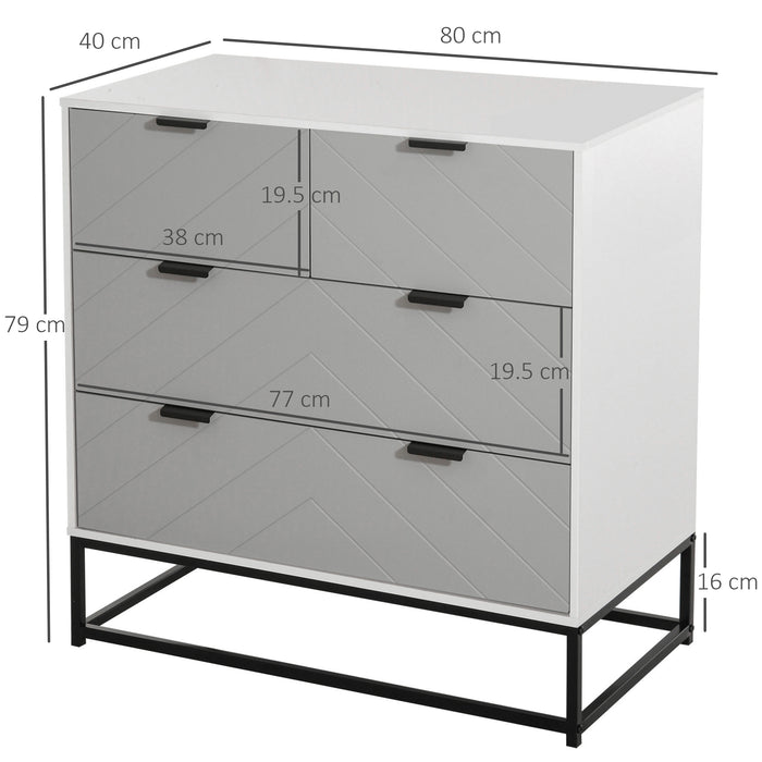 Freestanding Bedroom Dresser - Spacious Chest of Drawers with Sleek Metal Handles - Ideal Storage Solution for Bedroom and Living Room