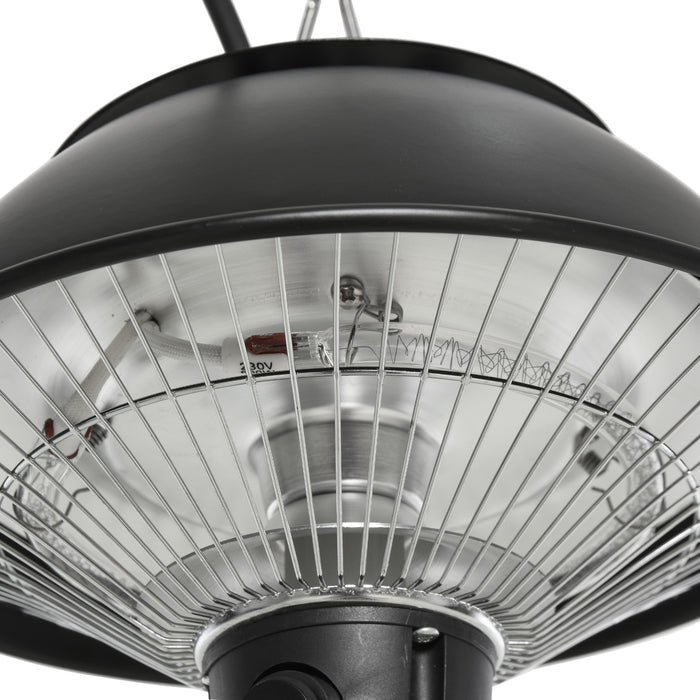 600W Electric Ceiling Heater - Halogen Light with Adjustable Hook & Chain, Durable Black Aluminum Frame - Ideal for Indoor Heating and Ambient Lighting