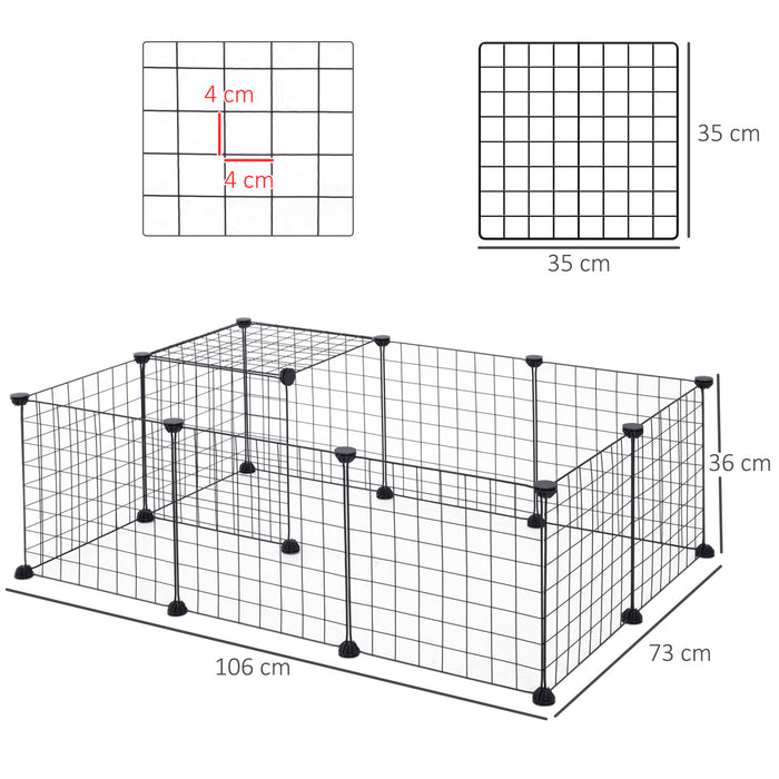 Modular Metal Wire Pet Playpen - 106 x 73 x 36 cm, Durable Black Coating - Ideal for Small Pets & Indoor Play Area