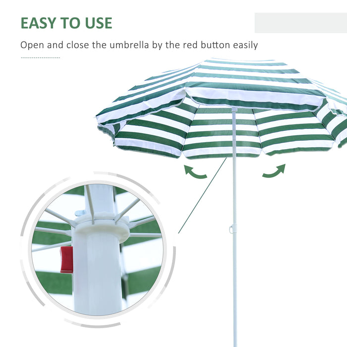 1.8m Large Patio Garden Umbrella - Folding Tilt Sunshade with Crank Mechanism for Beach - Ideal for Outdoor Sun Protection and Leisure Activities