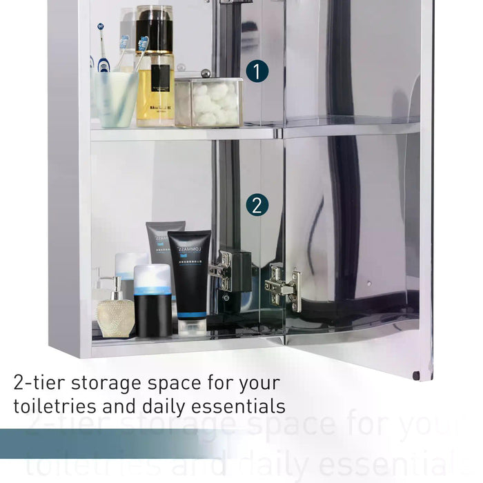 Stainless Steel Mirror Cabinet - Wall-mounted Bathroom Storage with 300mm Width - Space-Saving Solution for Toiletries and Essentials