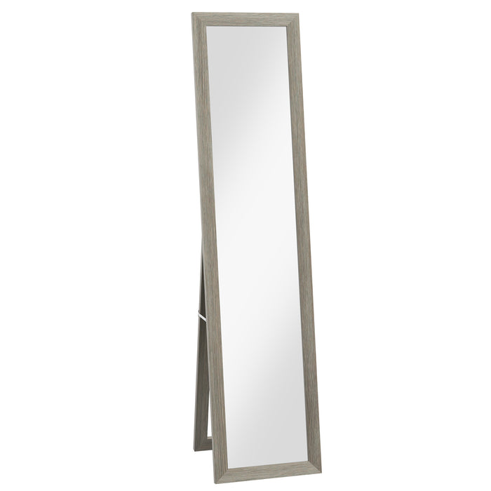 Rustic Farmhouse Full-Length Mirror - Hanging & Freestanding, Versatile Grey Floor Mirror - Decorative Accent for Living Room or Bedroom, 155 cm