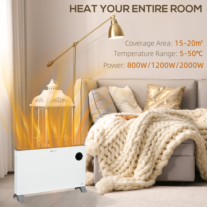 2000W Electric Convector Heater - Portable Indoor Space Heater with Adjustable Thermostat, 3 Heat Settings & Timer - Ideal for Home & Office Use